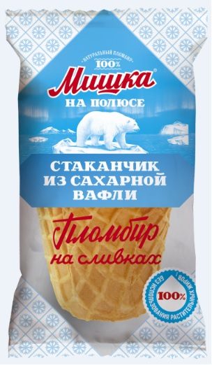 МП Стаканчик Сахарный МИШКА Пломбир 80гр*30 — оптом