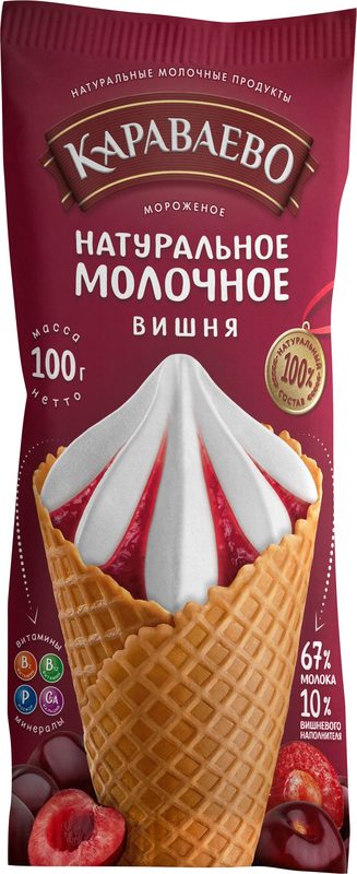 КВ Рожок МОЛОЧНЫЙ Вишня 100гр*18 — оптом
