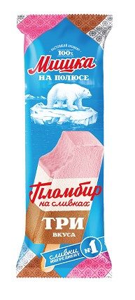 МП Эск МИШКА ТРИ вкуса (пломбир) 70гр*26 — оптом