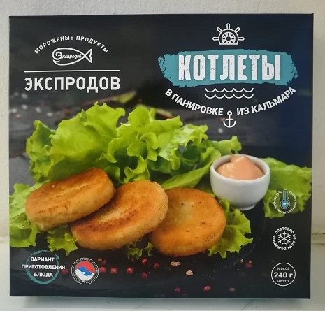 ЭП Котлеты ЭКСПРОД из кальмара 240гр*12 (4) — оптом