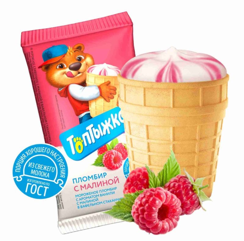 СЗ Стаканчик ТОПТЫЖКА Пломбир с МАЛИНОЙ 70гр*30 — оптом